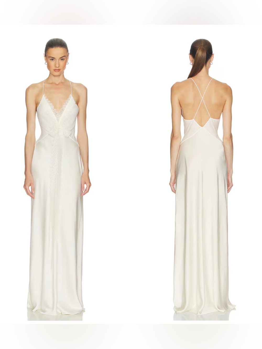 NEW HELSA Mix Media Slip lace detail dress in Ivory